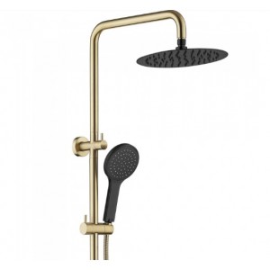 Kaya Urban Brass Twin Shower With Matte Black Heads